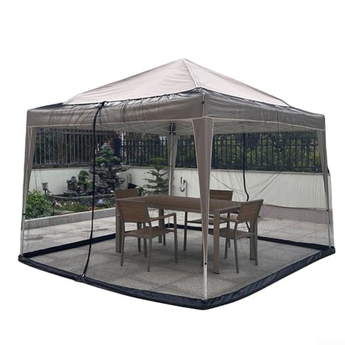 Pavillon extérieur 300 x 300 cm avec rideau en maille et poids d'eau pour une protection fiable contre les intempéries (noir)