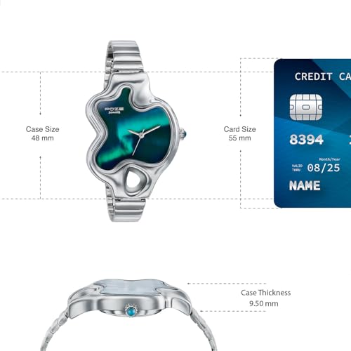 Image of Sonata Poze 8 Quartz Analog Northern Lights Inspired Watch for Unisex with Blue Luminous Dial & Silver Sheet Metal Strap - SP80140SM01W