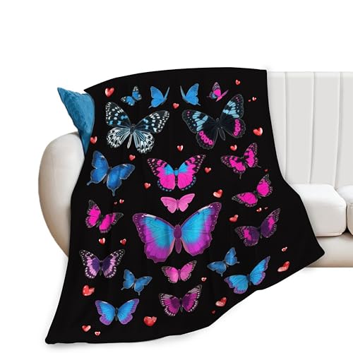 Butterfly Throw Blanket - Soft Plush Fleece Bedding Blankets- Cozy Butterfly Stuffed Gifts for Women Girls Kids Adults 40"X50"