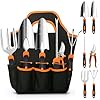 Gardening Tool Set, CHRYZTAL Stainless Steel Heavy Duty Gardening Tool Set, with Non-Slip Rubber Grip, Storage Tote Bag, Outdoor Hand Tools, Ideal Gardening Gifts for Women