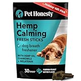 Hemp Calming Fresh Dental Sticks – Dog Dental Treats & Chews for Occasional Anxiousness and Fresh Breath – Hemp for Dogs to Promote Calm, Reduce Plaque + Tartar, and Support Relaxed Behavior – 30 Ct