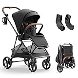 MAMAZING Air Lux Baby Stroller, Carbon Fiber Frame Only 15.8lbs, Compact Fold Toddler Stroller with Reversible Seat with Infant Insert, Included UPF 50+ Canopy, Large Storage Basket & Car Seat Adapter