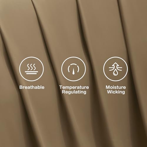 Image of Andency Taupe Queen Sheets Set 100% Viscose Derived from Bamboo | Cooling Summer Sheets, Deep Pocket Up to 16 inch, Silky Soft Hotel Luxury Breathable Bedding Sheets & Pillowcases
