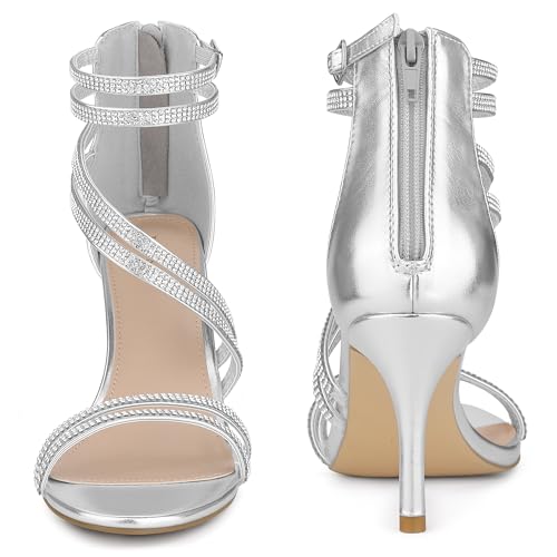 Perphy Stiletto Heel Strappy Rhinestone Heels Sandals for Women2