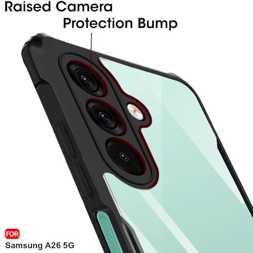 Image of TheGiftKart Shockproof Crystal Clear Back Cover Case for Samsung Galaxy A26 5G | 360 Degree Protection | Protective Design | Transparent Back Case Cover (PC & TPU, Black Bumper)
