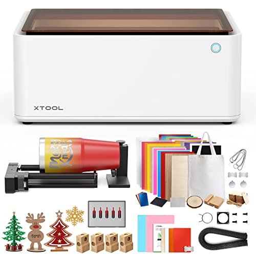 xTool M1 10w Compact 3-in-1 Laser Engraver & Cutting Machine with Rotary & Material Box, Higher Accuracy & Smarter 16MP Auto-Focus, Create Christmas DIY Wood/Metal/Paper/Acrylic/Iron-on/Vinyl