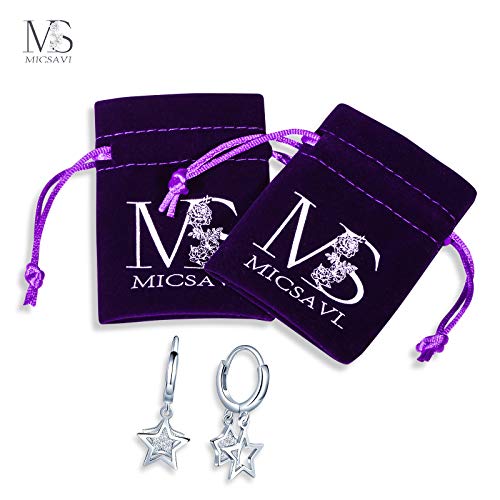MICSAVI Orecchini a Cerchio Stelle Argento 925 con...
