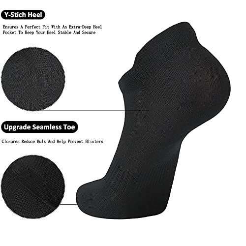 Image of brookhaus Women Low Cut No Show Running Socks 6 Pairs - Cushioned Arch Support, Moisture Wicking Athletic Ankle Socks