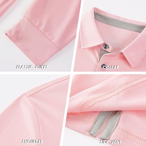 Image of Mens Golf Shirt Long Sleeve Moisture Wicking Dry Fit Performance Solid Pique Collared Golf Polo Shirts for Men