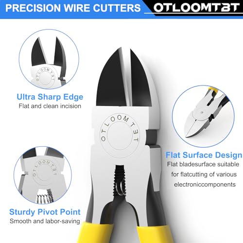 image for OTLOOMTBT 6-In and 5-In 2 PCS Ultra Sharp Compact Wire Cutters with Lo