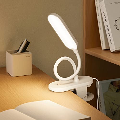 Aigostar Clip On Book Reading Light, Brightness Desk Lamp Touch Led Table Light With 3 Levels Dimmable,Built-In Usb Cable,Long Lasting Portable Bed Bedside Clamp Light White #TOP6