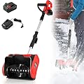 Snow Shovel Kit?Electric Snow Shovel 16 Inch Cordless Snow Shovel,for Driveway, Patio, Deck (Battery and Charger Included),Red-1Battery