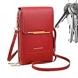 Bolso para teléfono – Bolsa para pantalla táctil con ranura para tarjetas, de piel sintética, a la , para pasaporte, llaves, lápiz labial, dinero, madre, novia, viajes, compras, Red, Refer to
