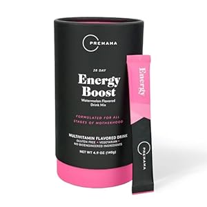 Premama Energy Boost For All Pregnancy Stages, Caffeine-Free, Stimulant-Free Energy, Gluten-Free, Vegetarian, Watermelon Flavor, 28 Single Serve Packets