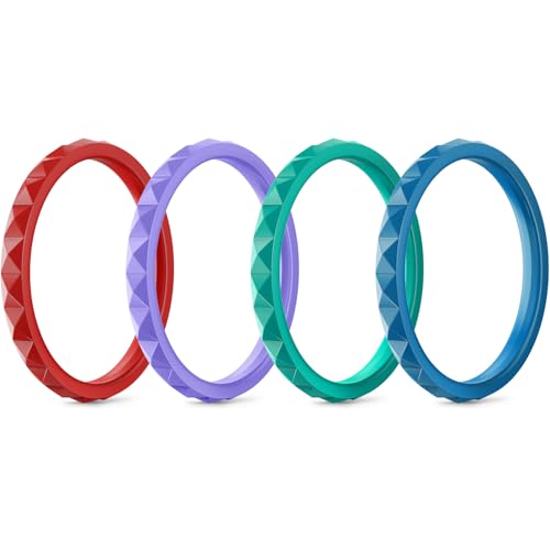 Image of Egnaro Silicone Wedding bands women:2.5mm Wide - 2mm Thick Gold and Silver Rubber Rings with Half Size,4-8 Variety Multipack
