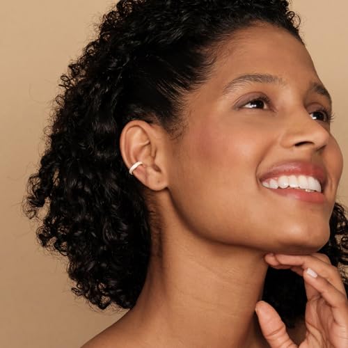 PAVOI 925 Sterling Silver 14K Gold Plated Cubic Zirconia Sparkling Round Huggie Ear Cuff Gold Earrings for Women | Clip On Cartilage4