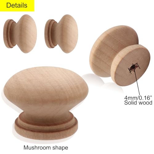 Boutons de commode en bois brut en forme de champignon x20 - 4