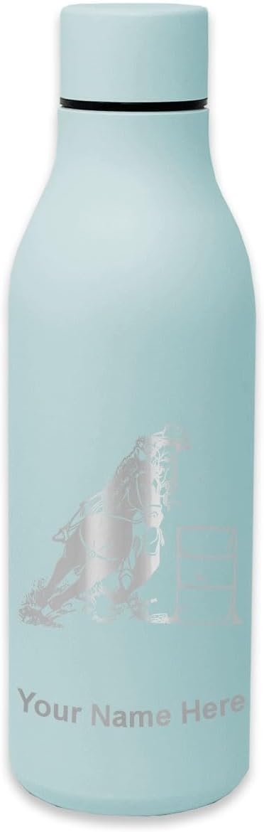 LaserGram Double Wall Stainless Steel Water Bottle, Barrel Racer, Personalized Engraving Included