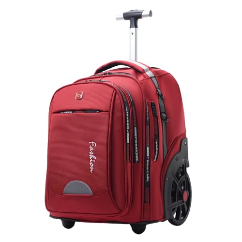 Image of Rolling Backpack for Women, 22 Inch Backpack with Wheels for Business, College Student and Travel Commuter, Large Backpack on Wheels for Work (red)