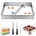 Gohytal Backrahmen Rechteckig Verstellbar, Backform Eckig Backform Rechteckig mit Teilern Edelstahl Kuchenform Eckig mit Spatel Backblech Ausziehbar für Kuchen Torten Pizza Backen Schichten Dekorieren