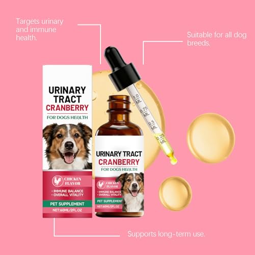 Uti-Behandlung Bei Hunden, Zur Unterstützung Der Blasengesundheit, 60 Ml, Harnwegstropfen, Natürliches Kräuterergänzungsmittel Mit Cranberry-Blasengesundheit, Sanfte Natürliche Formel, Für Hunde Aller