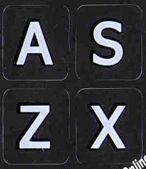 Letras adhesivas negras mayúsculas para teclado miniatura 1