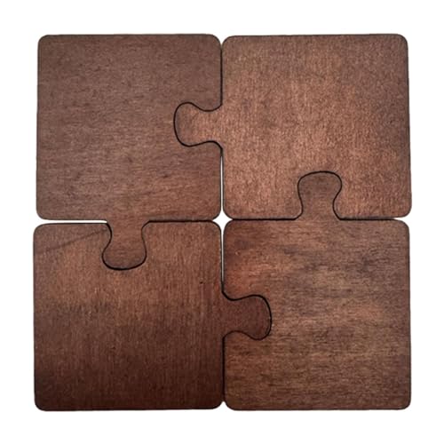 Generic 木製パズルコースター 4個セット ホームデコレーション カップコースター オフィス 卓上 バー用