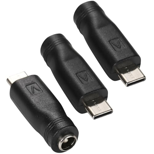 Greluma 3 Pcs Adaptateur d'alimentation USB C vers DC, connecteur mâle Type C vers Femelle DC 5,5 x 2,1 mm, Prise Jack cylindrique pour appareils de Charge