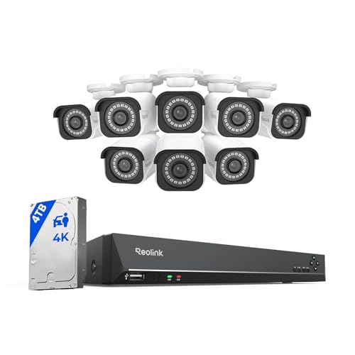 REOLINK 4K Security Camera System, RLK16-800B8 8pcs H.265 PoE Wired