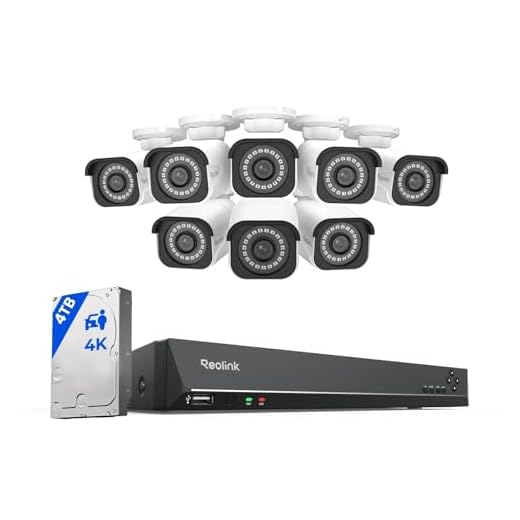 REOLINK 4K Security Camera System, RLK16-800B8 8pcs H.265 PoE Wired with Person Vehicle Detection, 8MP/4K 16CH NVR with 4TB HDD for 24-7 Recording