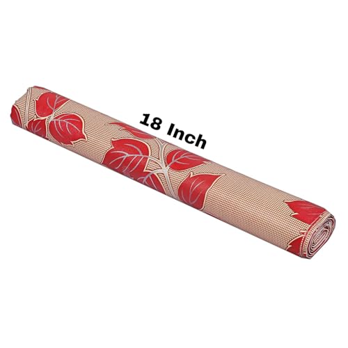 Image of 10Meter Rectangular Long Shelf Liner, Sheet Roll /Mat for Drawer, Shelf roll Kitchen mat /Kitchen Roll /Slab Roll /Drawer roll Antislip Mat Size - 45 x 1000 cm-AM (Brown Red Leaf)