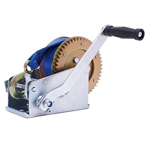 1588KG(3500lbs) Handseilwinde Seilwinde, Profi Gurtwinde ca Bootswinde Gurtwinde 10m Gurt Handwinde Trailer Winde Seilwinde 3500lbs für Werkstatt, Garage, Anhänger, Boot