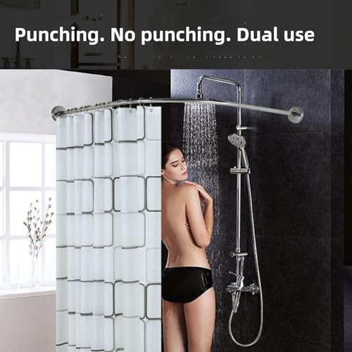 Duschvorhangstange ohne Bohren, L-Form, verstellbare Duschstange aus Edelstahl, Duschvorhangschienenhalterung, geeignet für Badezimmer und Ankleidezimmer (75-95 x 75-95 cm)