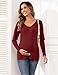 bidika 2025 Women's Maternity Fall Long Sleeve Lightweight Pullover Sweaters Casual Pregnant Tunic Knit Tops Blouse to Wear Leggings Burgundy Red M