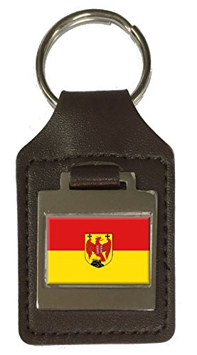 Porte-clés en cuir gravé drapeau burgenland en cuir véritable de haute qualité