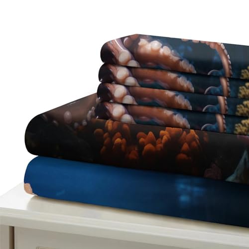 Parure de lit pieuvre 3D microfibre respirante housse de couette zippée King 3 pièces - 7