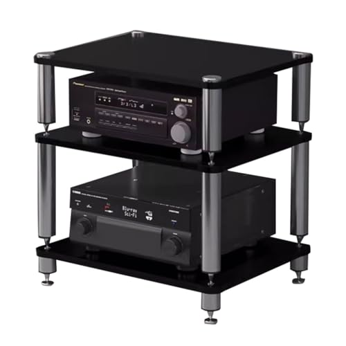 Meuble d'amplificateur HiFi blanc à 3 niveaux pour salon et home cinéma