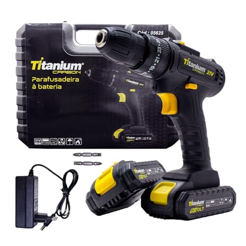 Furadeira Parafusadeira Sem Fio Bivolt De 10mm Titanium 05625 + Duas Baterias e Acessórios 110v/220v
