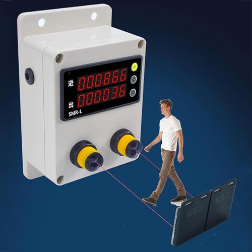 Contador de tráfico inteligente, contador de personas minoristas, contador digital de visitantes con sensor y reflector, cuenta de 6 dígitos 0-99999 y estadísticas bidireccionales, fácil de instalar