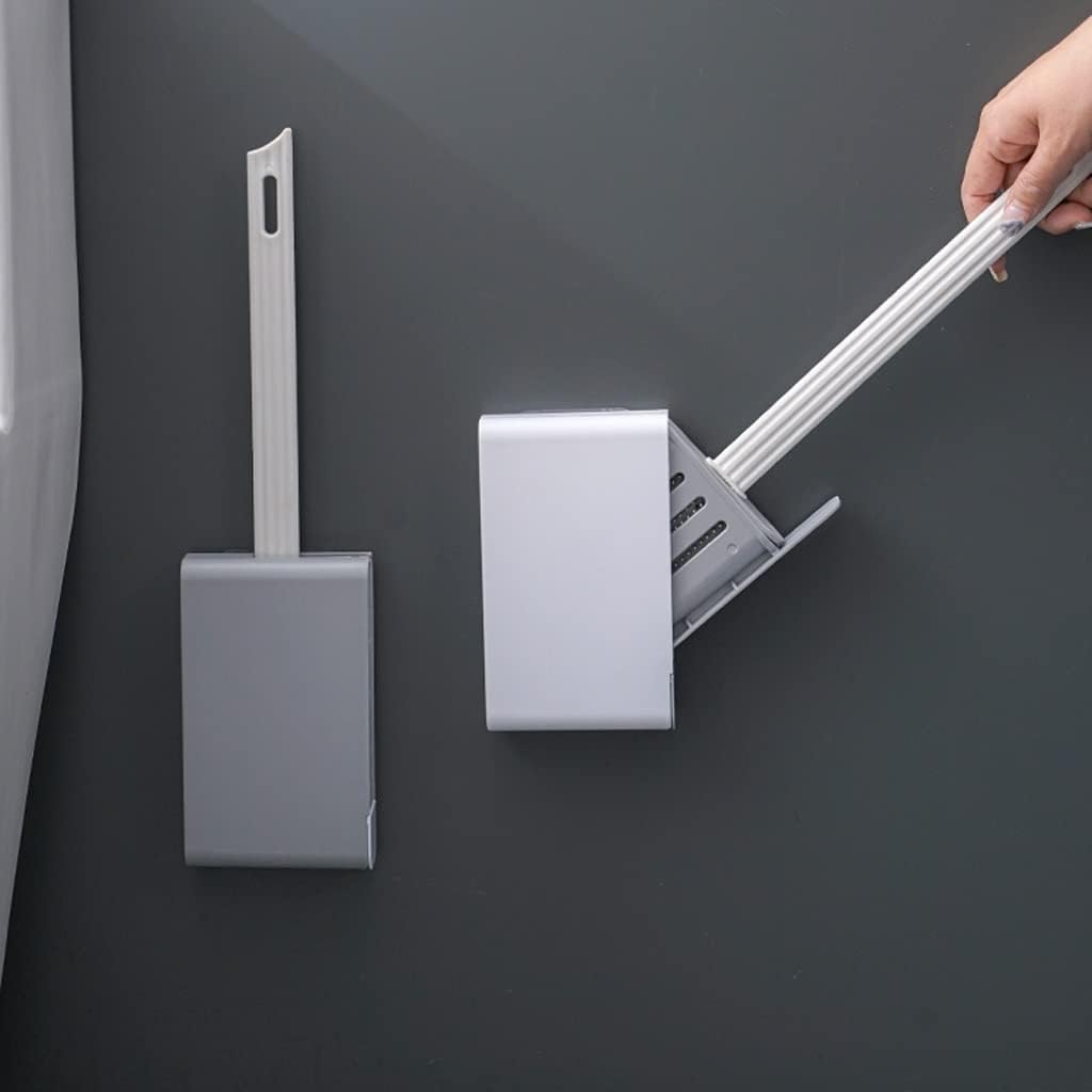 Toilet Brush Holder Toilet Brush Holder Household Wall-mounted Toilet Cleaning Brush Bathroom Long Handle Cleaning Brushs Modern Durable Toilet Bowl Brush Set Toilet Brush Holders(Gris)