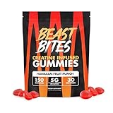 BEAST BITES - Creatine Gummies - 5g Creatine Monohydrate Per Serving - Low-Calorie & Vegan - Made in The USA - Hawaiian Flavor - 30 Servings
