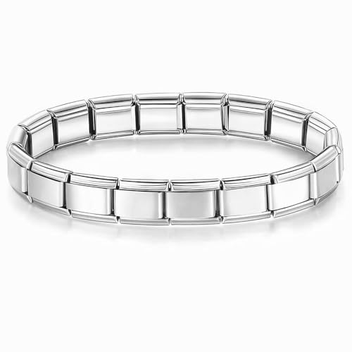 2Burned Italian Style Silver Bracelet, Fits 9mm Italian Charms