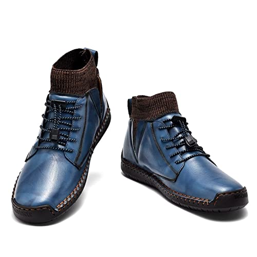 Men's Leather Loafers Fashion Casual Slip On Penny Beck Driving Loafer Shoes Ankle Chukka Boots For Men【Includes Extra Insole】2