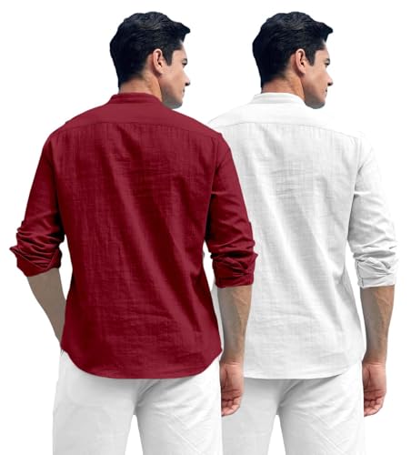 Image of Zombom Men's Kurta || Chinese Collar Long Sleeves || Straight Hip Length Kurtas || Short Kurta for Men || for Festival || Function || Occasion Wear Fancy Kurta for || Best Gifts for Men