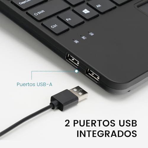Miniatura 7 de Perixx Periboard-525 Es, Teclado Mini Usb Con Touchpad - Teclas De Tijera X Type - 11.18x7.17x1.1 Pulgadas - 2 Puertos Usb Integrados - Distribución Es Español