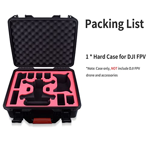 FPVtosky Professional Hard Case for DJI FPV [Case Only] - DJI FPV Drone Carrying Case Accessories - Fits 6 Batteries - Keep Props On, Black, Red, L, Compact