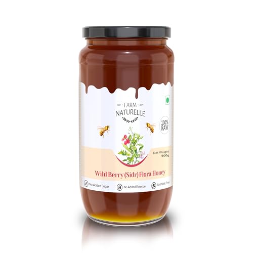 Image of Farm Naturelle Raw Wild Berry Honey 500g| Glass Bottle | 100% Pure Unprocessed & Natural Honey | Ayurvedic & Rich in Vitamins and Minerals | Helps Boost Immunity