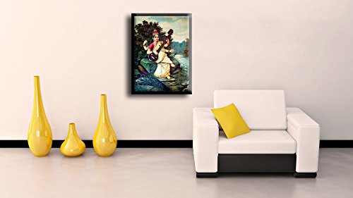Image of Tallenge - Saraswati - Raja Ravi Varma Mythology Collection - Medium Canvas - Framed (18 x 24 inches)