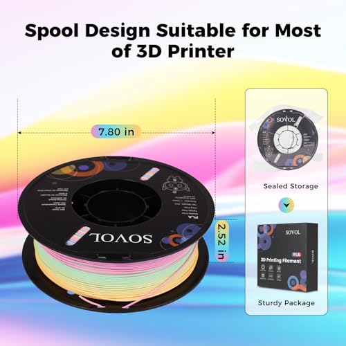 Image of Sovol 3D Printer Matte Multicolored Fast Change Gradient Rainbow PLA 1kg (2.2 lbs) Spool 3D Printing Materials, Dimensional Accuracy + /- 0.03 mm, 1.75 mm, Matte Guava