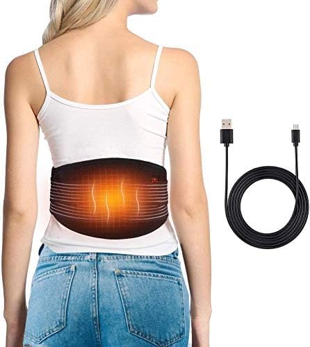 Heated Waist Belt,Heating Lower Back Pad Support for Warming Back Stomach Abdominal Tension Pain Reilief Electric USB Belly Wrap for Waist Abdomen Lumbar Fits Men Women Power Bank Not Included